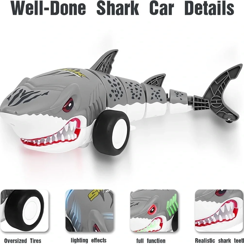 RC Remote Control Shark Car Fast Racing All Terrain Toy For Kids With Lights